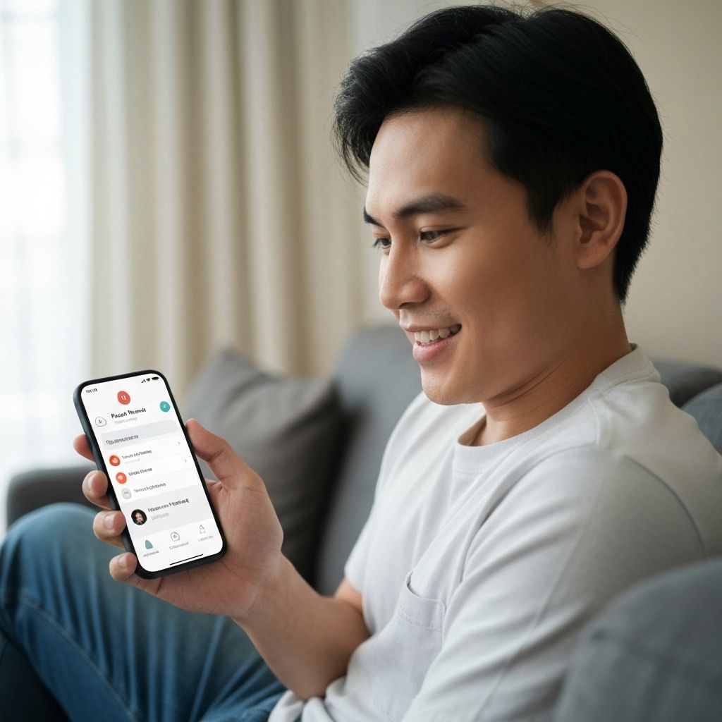 Patient using smartphone to access patient portal